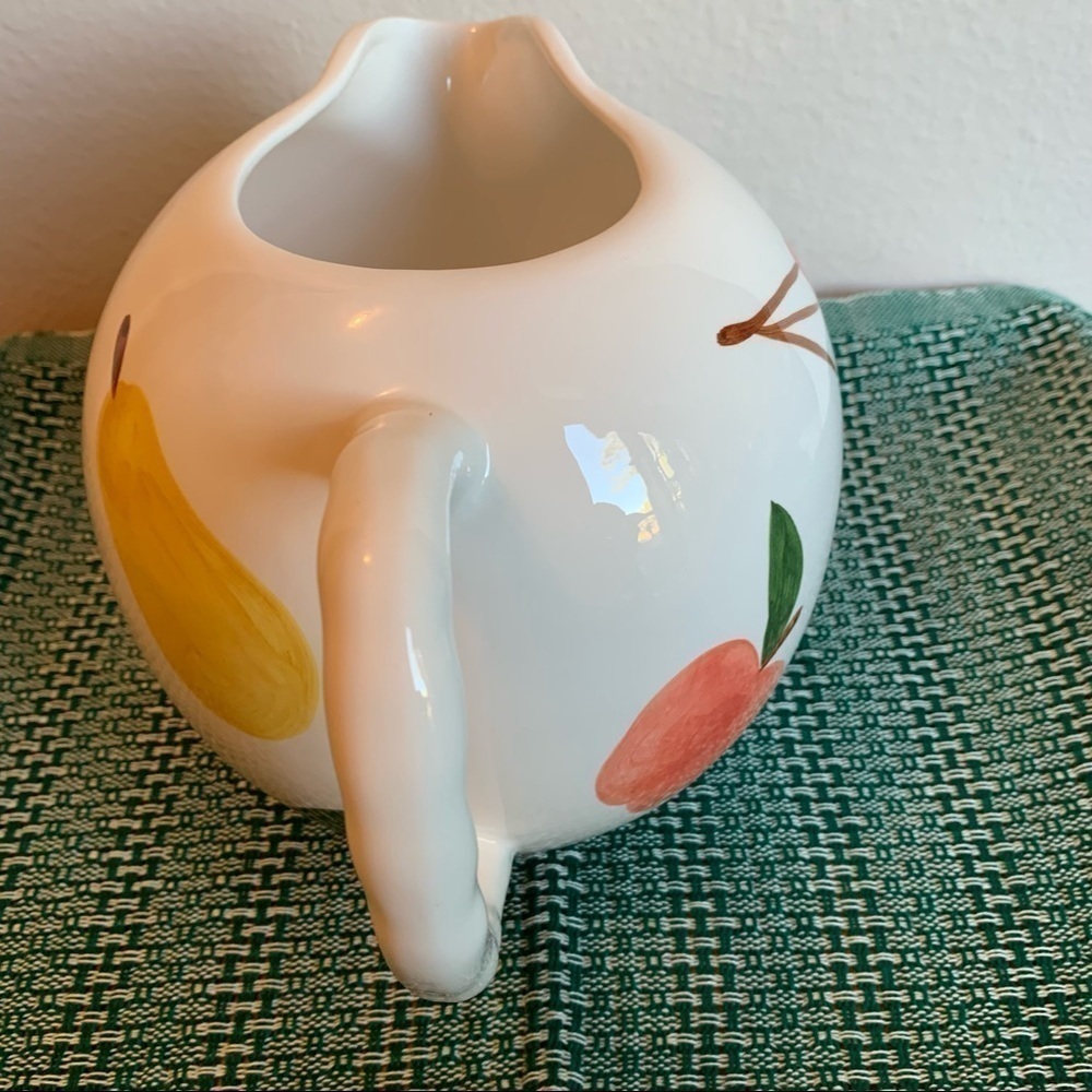 Vintage hand painted ceramic fruit pitcher country farmhouse kitchen decor - Picture 4 of 10